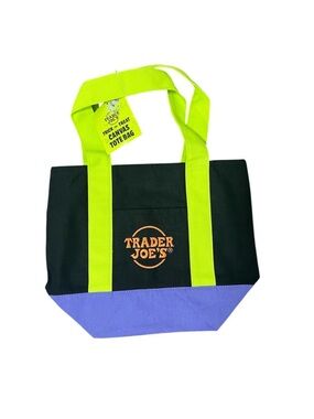 Trader Joe's Halloween Purple and Green Canvas Mini Tote NWT